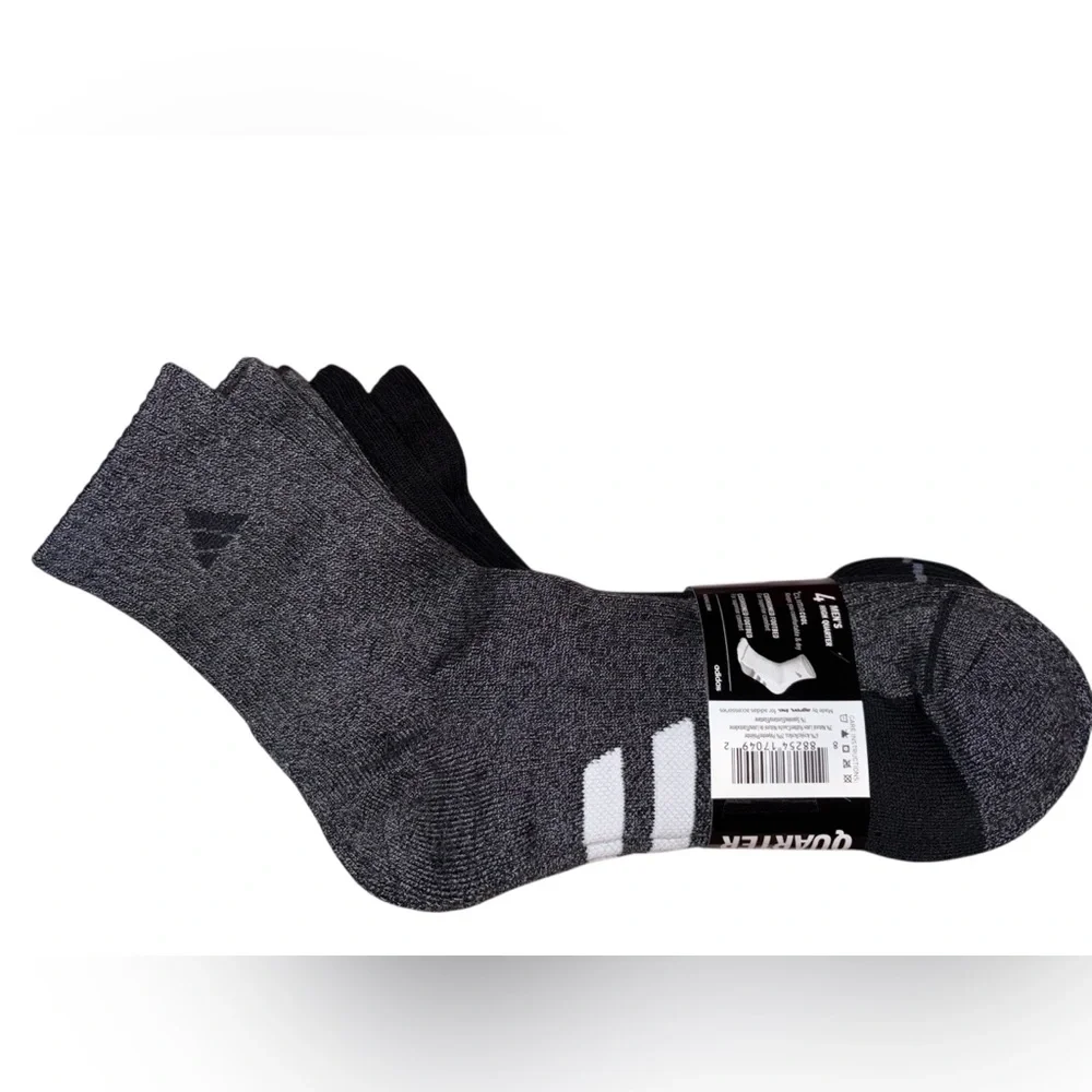 Adidas Men's Black and Gray High Quarter Socks